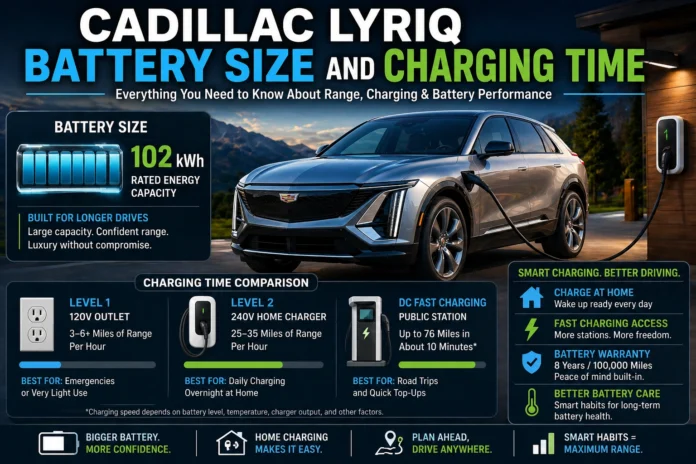 Cadillac Lyriq Battery Size and Charging Time
